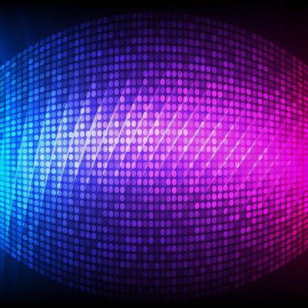 Modern design style on blur purple background with digital dots effect and blurry lines.のイラスト素材