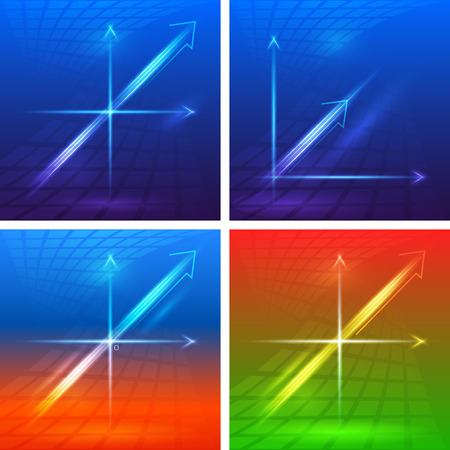 Set Abstract modern template with glow light arrow infographics element. Flying, rushing activity. Vector illustration. Design elements for your business presentations, annual report, brochureのイラスト素材