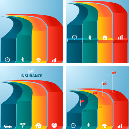 Set vector illustration EPS 10 for business workflow layout, web banner template, page magazine, brochure design elements. Design elements business presentation template for multipurpose.のイラスト素材