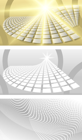 Set Business card blank template. Beige background with an elegant graphical fan reversal bulk rectangles with bright light rays from the sun. Modern design layout pageのイラスト素材