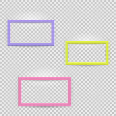 Presentation square picture frame design with shadow on transparent background. 3D Board Banner Stand on isolated clean blank table Vector illustrationのイラスト素材