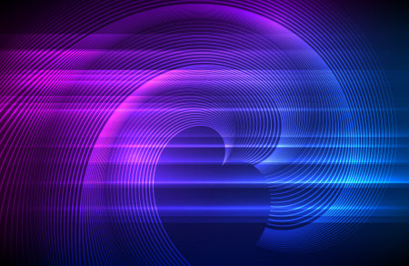 Wave many lines. Abstract wavy stripes on purple blue background. Creative line art colorful gradient. Vector illustration . Design elements created using the Blend Tool for booklet layout, wellの写真素材