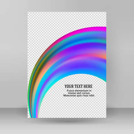 Modern colorful flow poster. Wavy liquid shape in rainbow color reflecting the background of the flare. Artistic design for your design project.のイラスト素材