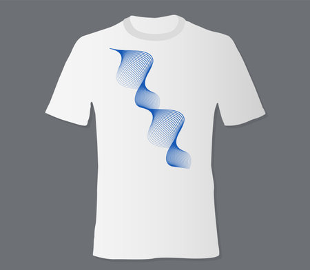 Realistic t-shirt mock up with print abstract geometric monohrome pattern on black backgroundのイラスト素材