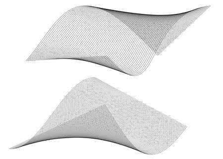 Design elements. Wave of many black lines circle twist. Abstract wavy stripes on white background isolatedのイラスト素材