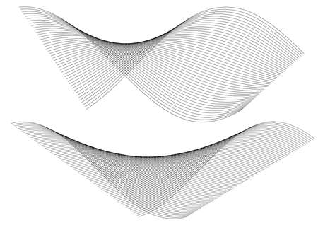 Design elements. Wave of many black lines circle twist. Abstract wavy stripes on white background isolatedのイラスト素材