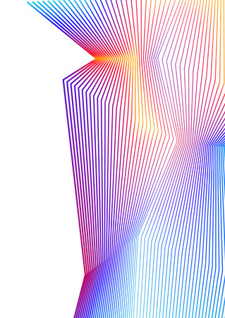 Design elements. Curved sharp corners many streak. Abstract vertical broken stripes on white background isolated. Creative band art. Vector illustration EPS 10. Black lines created using Blend Toolのイラスト素材
