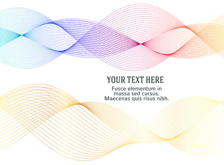 Wave of the many colored lines. Abstract wavy stripes on a white background isolated. Creative line art. Vector illustration EPS 10. Design elements created using the Blend Tool. Curved smooth tapeのイラスト素材