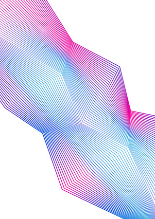 Design elements. Curved sharp corners many streak. Abstract vertical broken stripes on white background isolated. Creative band art. Vector illustration EPS 10. Black lines created using Blend Toolのイラスト素材