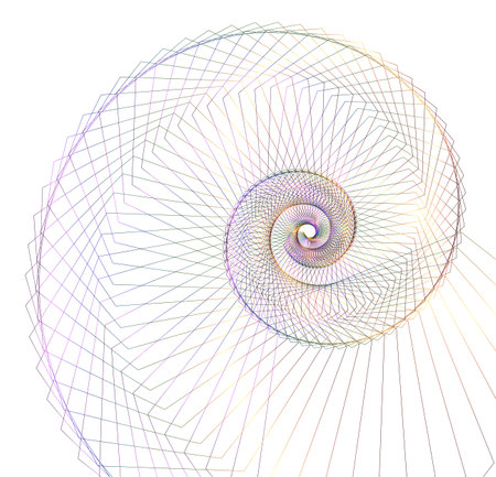 Abstract spiral rainbow design element on white background of twist lines. Vector Illustration eps 10 Golden ratio traditional proportions vector icon Fibonacci spiral. for elegant business cardのイラスト素材