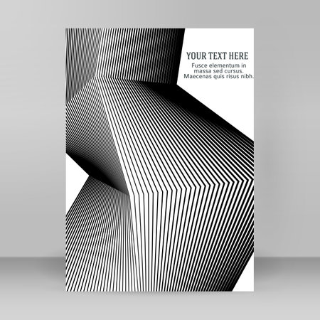 Design elements. Curved sharp corners many streak. Abstract vertical broken stripes on white background isolated. Creative band art. Vector illustration EPS 10. Black lines created using Blend Toolのイラスト素材
