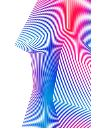 Design elements. Curved sharp corners many streak. Abstract vertical broken stripes on white background isolated. Creative band art. Vector illustration EPS 10. Black lines created using Blend Toolのイラスト素材
