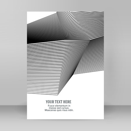 Design elements. Curved sharp corners many streak. Abstract vertical broken stripes on white background isolated. Creative band art. Vector illustration EPS 10. Black lines created using Blend Toolのイラスト素材