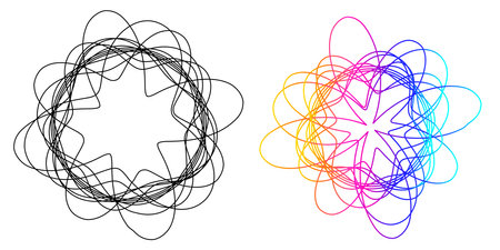 Abstract spiral rainbow design element on white background of twist lines. Vector Illustration eps 10 Golden ratio traditional proportions vector icon Fibonacci spiral. for elegant business cardのイラスト素材