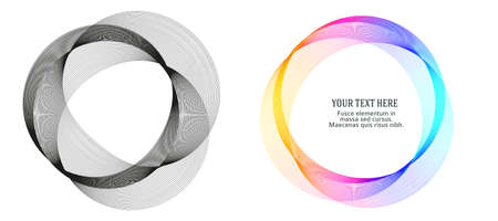 Design elements. Wave of many purple lines circle ring. Abstract vertical wavy stripes on white background isolated. Vector illustration EPS 10. Colourful waves with lines created using Blend Toolのイラスト素材