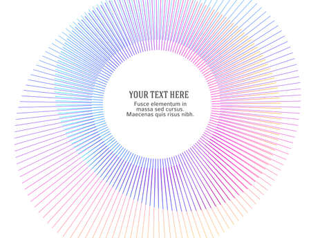 Design elements. Wave of many purple lines circle ring. Abstract vertical wavy stripes on white background isolated. Vector illustration EPS 10. Colourful waves with lines created using Blend Toolのイラスト素材