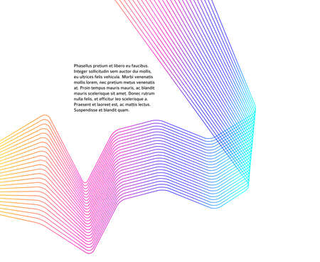 Design elements. Wave of many glittering lines. Abstract glow wavy stripes on white background isolated. Creative line art. Vector illustration EPS 10. Colourful waves with lines created using Blendのイラスト素材