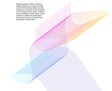 Design elements. Wave of many glittering lines. Abstract glow wavy stripes on white background isolated. Creative line art. Vector illustration EPS 10. Colourful waves with lines created using Blendのイラスト素材