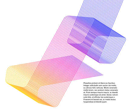 Design elements. Wave of many glittering lines. Abstract glow wavy stripes on white background isolated. Creative line art. Vector illustration EPS 10. Colourful waves with lines created using Blendのイラスト素材