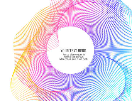 Design elements. Wave of many purple lines circle ring. Abstract vertical wavy stripes on white background isolated. Vector illustration EPS 10. Colourful waves with lines created using Blend Toolのイラスト素材