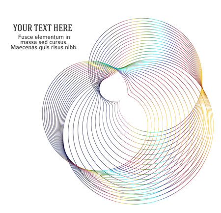 Design elements. Wave of many glittering lines. Abstract glow wavy stripes on white background isolated. Creative line art. Vector illustration EPS 10. Colourful waves with lines created using Blendのイラスト素材