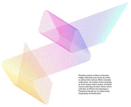 Design elements. Wave of many glittering lines. Abstract glow wavy stripes on white background isolated. Creative line art. Vector illustration EPS 10. Colourful waves with lines created using Blendのイラスト素材
