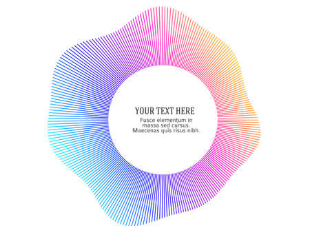 Design elements. Wave of many purple lines circle ring. Abstract vertical wavy stripes on white background isolated. Vector illustration EPS 10. Colourful waves with lines created using Blend Toolのイラスト素材
