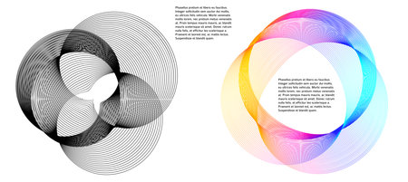Design elements. Wave of many glittering lines. Abstract glow wavy stripes on white background isolated. Creative line art. Vector illustration EPS 10. Colourful waves with lines created using Blendのイラスト素材