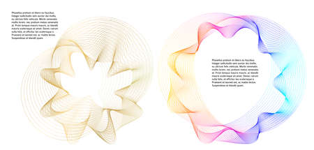 Design elements. Wave of many glittering lines. Abstract glow wavy stripes on white background isolated. Creative line art. Vector illustration EPS 10. Colourful waves with lines created using Blendのイラスト素材