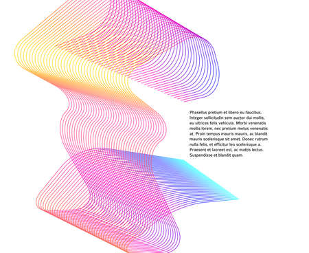 Design elements. Wave of many glittering lines. Abstract glow wavy stripes on white background isolated. Creative line art. Vector illustration EPS 10. Colourful waves with lines created using Blendのイラスト素材