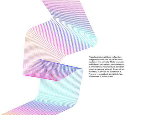 Design elements. Wave of many glittering lines. Abstract glow wavy stripes on white background isolated. Creative line art. Vector illustration EPS 10. Colourful waves with lines created using Blendのイラスト素材