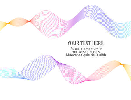 Design elements. Wave of many glittering lines. Abstract circle glow wavy stripes on white background isolated. Creative line art. Vector illustration EPS 10 art deco style for wedding invitationのイラスト素材