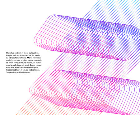 Design elements. Wave of many glittering lines. Abstract glow wavy stripes on white background isolated. Creative line art. Vector illustration EPS 10. Colourful waves with lines created using Blendのイラスト素材