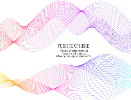 Design elements. Wave of many glittering lines. Abstract circle glow wavy stripes on white background isolated. Creative line art. Vector illustration EPS 10 art deco style for wedding invitationのイラスト素材