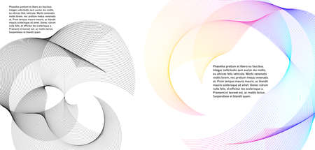 Design elements. Wave of many glittering lines. Abstract glow wavy stripes on white background isolated. Creative line art. Vector illustration EPS 10. Colourful waves with lines created using Blendのイラスト素材