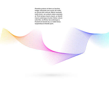 Design elements. Wave of many glittering lines. Abstract glow wavy stripes on white background isolated. Creative line art. Vector illustration EPS 10. Colourful waves with lines created using Blendのイラスト素材