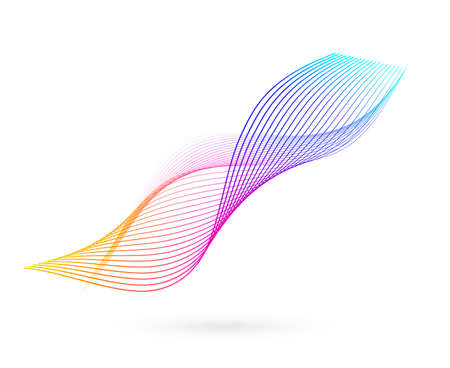 Design elements. Wave of many glittering lines. Abstract glow wavy stripes on white background isolated. Creative line art. Vector illustration EPS 10. Colourful waves with lines created using Blendのイラスト素材