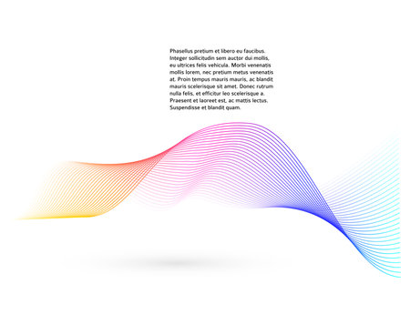 Design elements. Wave of many glittering lines. Abstract glow wavy stripes on white background isolated. Creative line art. Vector illustration EPS 10. Colourful waves with lines created using Blendのイラスト素材