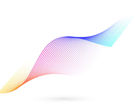 Design elements. Wave of many glittering lines. Abstract glow wavy stripes on white background isolated. Creative line art. Vector illustration EPS 10. Colourful waves with lines created using Blendのイラスト素材