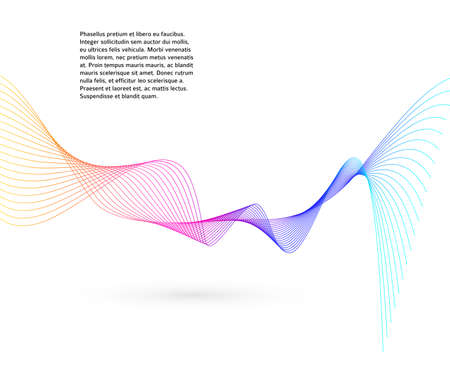 Design elements. Wave of many glittering lines. Abstract glow wavy stripes on white background isolated. Creative line art. Vector illustration EPS 10. Colourful waves with lines created using Blendのイラスト素材