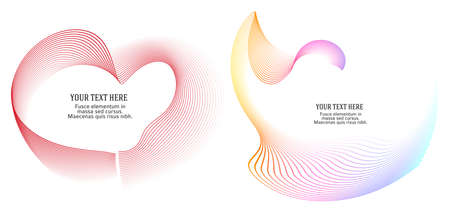 Design elements. Wave of many glittering lines. Abstract glow wavy stripes on white background isolated. Creative line art. Vector illustration EPS 10. Colourful waves with lines created using Blendのイラスト素材