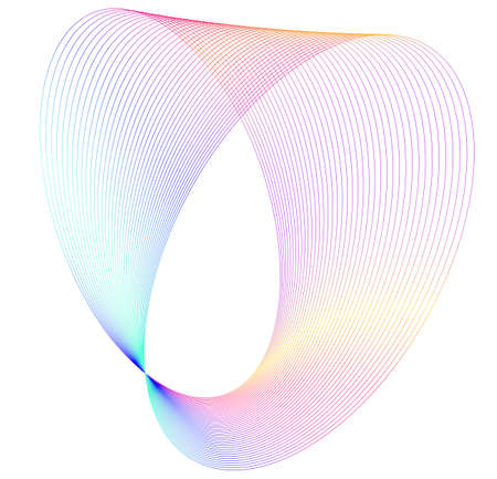 Design elements. Wave of many glittering lines. Abstract glow wavy stripes on white background isolated. Creative line art. Vector illustration EPS 10. Colourful waves with lines created using Blendのイラスト素材