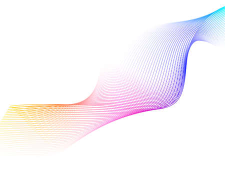 Design elements. Wave of many glittering lines. Abstract glow wavy stripes on white background isolated. Creative line art. Vector illustration EPS 10. Colourful waves with lines created using Blendのイラスト素材
