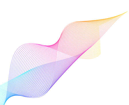 Design elements. Wave of many glittering lines. Abstract glow wavy stripes on white background isolated. Creative line art. Vector illustration EPS 10. Colourful waves with lines created using Blendのイラスト素材