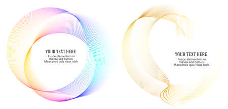 Design elements. Wave of many glittering lines. Abstract glow wavy stripes on white background isolated. Creative line art. Vector illustration EPS 10. Colourful waves with lines created using Blendのイラスト素材