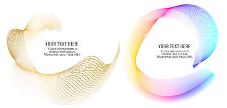 Design elements. Wave of many glittering lines. Abstract glow wavy stripes on white background isolated. Creative line art. Vector illustration EPS 10. Colourful waves with lines created using Blendのイラスト素材