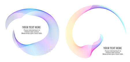 Design elements. Wave of many glittering lines. Abstract glow wavy stripes on white background isolated. Creative line art. Vector illustration EPS 10. Colourful waves with lines created using Blendのイラスト素材