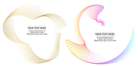 Design elements. Wave of many glittering lines. Abstract glow wavy stripes on white background isolated. Creative line art. Vector illustration EPS 10. Colourful waves with lines created using Blendのイラスト素材