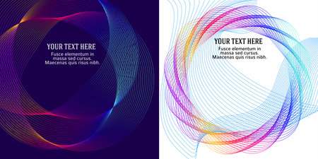 Design elements. Wave of many glittering lines. Abstract glow wavy stripes on white background isolated. Creative line art. Vector illustration EPS 10. Colourful waves with lines created using Blendのイラスト素材