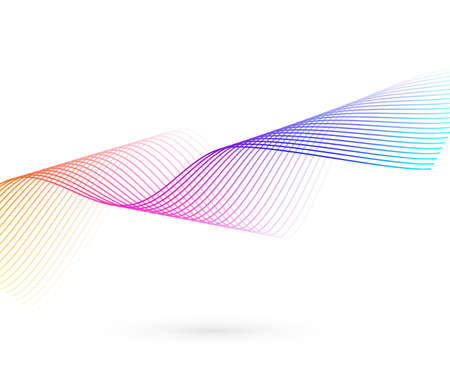 Design elements. Wave of many glittering lines. Abstract glow wavy stripes on white background isolated. Creative line art. Vector illustration EPS 10. Colourful waves with lines created using Blendのイラスト素材